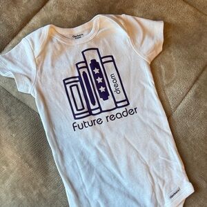 White Future Reader baby toddler onesie perfect for boy or girl new 12 months